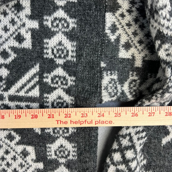 VTG Nordic Geometric Knit Sweater Large Gray White Wool Blend Fair Isle Pattern - Picture 7 of 8